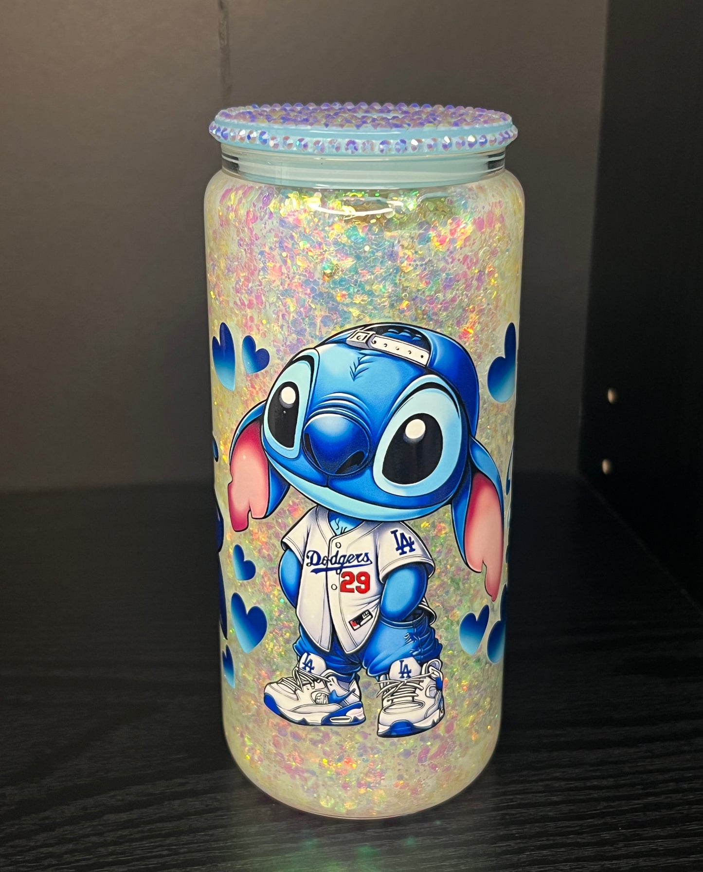Stitch Dodgers Glass Snow Globe With Handle