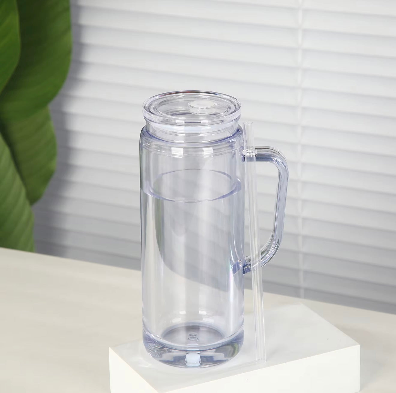 20oz Acrylic Snow Globe With Handle (With Glitter)