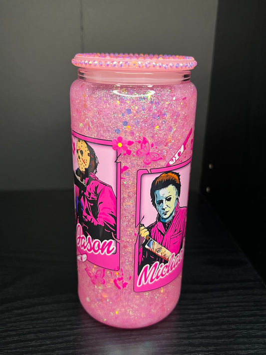 Pink Horror Glass Snow Globe