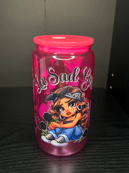 La Sad Girl Glass cup